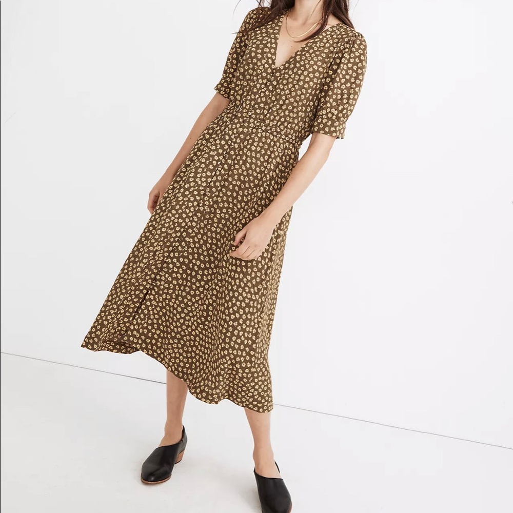 Madewell Button Cuff Midi Dress